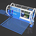 Popular Check-in Photo Spot With Arched Transparent Roof Green Plants And Blue Striped Floor