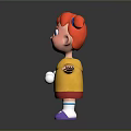 3D Smiling Cartoon Girl With Red Hair Pigtails Yellow Jacket Arms Outstretched