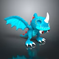 Blue Dragon Character 3D Model with Wings White Horn Red Eyes and Sharp Claws 3d model