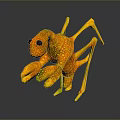 3D Character Design Of Orange Spotted Creature With Big Eyes And Long Legs
