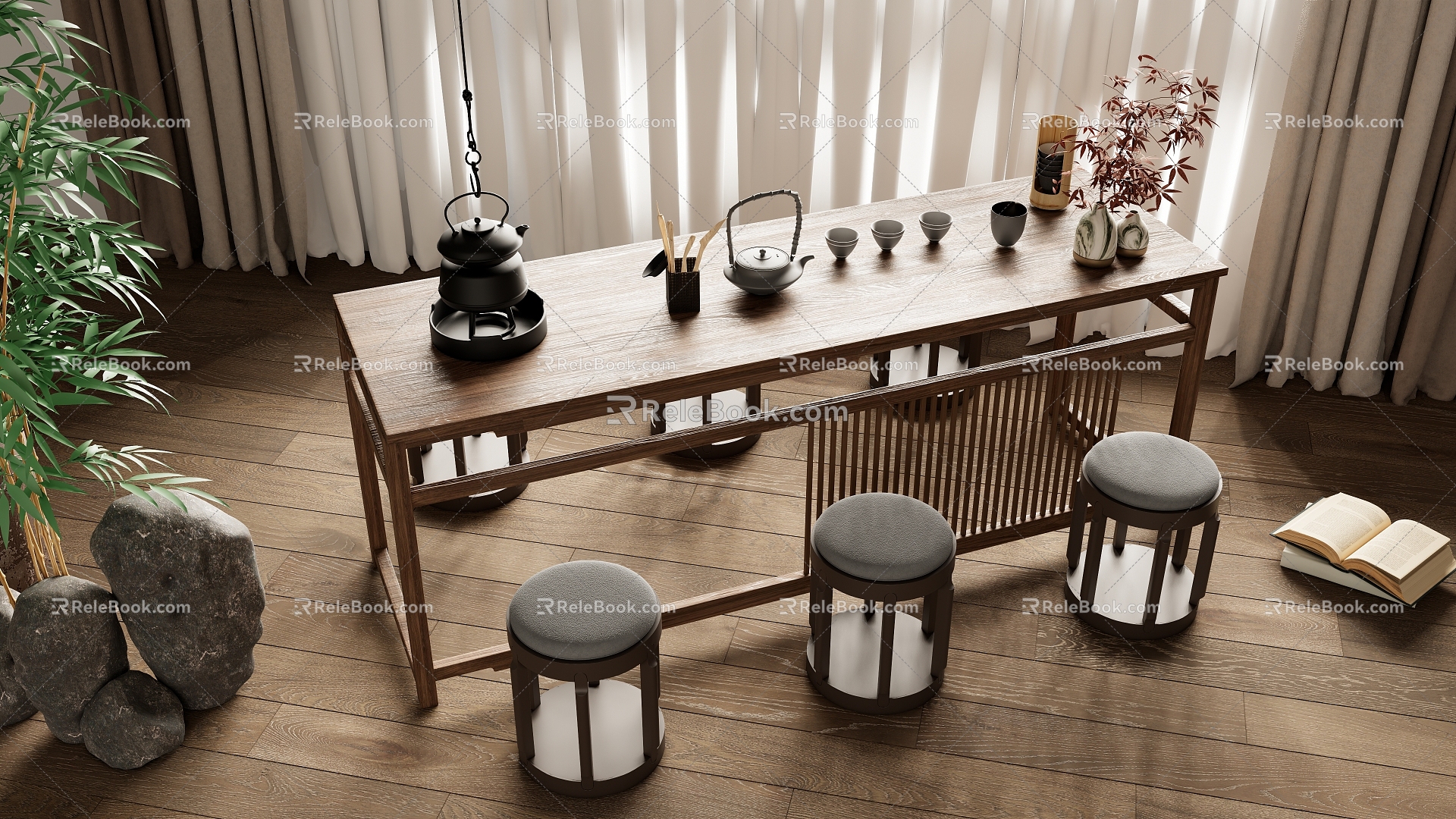 New Chinese Tea Table Tea Chair Combination 3d model