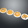 Fresh Plant Based Fruits Topped Waffles In Various Flower Shapes On Plates
