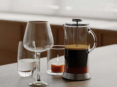 Water Cup Water Cup Candle Tea Set Tableware Kitchen Utensils 3d model
