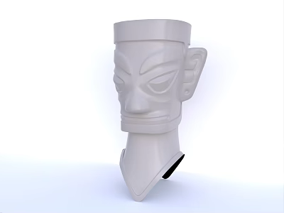 Intricate White Stone Head Sculpture Carving With Abstract Facial Details 3d model