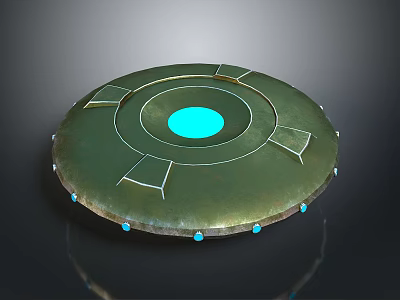 Commercial Equipment With Circular Design Blue Glowing Center Ring Structure And Blue Indicator Lights On Base 3d model