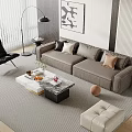 Modern Leather Sofa Coffee Table Set With Marble Top Accent Chair Ottoman And Rug