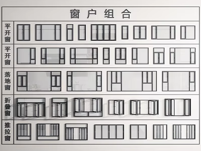 Casement Windows In Window Combination Featuring Various Design Styles 3d model