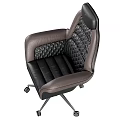Modern Leather Office Chair With Diamond Pattern Black Brown Design And Metal Base Wheels