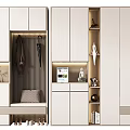 Modern Shoe Cabinet Interior Design With Hooks Bench Decorations And Mirror 3d model