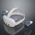 Modern White VR Gaming Headset With Adjustable Headband And Wireless Controllers 3d model