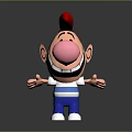Smiling Cartoon Character Creature With Red Hair Big Nose Blue White Striped Shirt