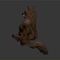 Wolf Headed Humanoid Creature With Muscular Body Brown Fur Gold Pendant And Sharp Claws