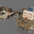 Stilt Houses With Weathered Wood Structures And Colorful Graffiti