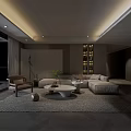Modern Living Room Interior With Sectional Sofa Coffee Table Rug Floor Lamp And Display Cabinet