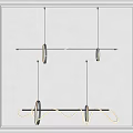 Modern Minimalist Chandelier With Linear Metal Frame And Curved Light Lines