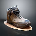 Durable Outdoor Hiking Boots In Brown Black With Thick Sole And Laces On Cork Pad