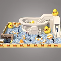 Indoor Play Equipment With Slide Yellow Duck Decorations And Ball Pit For Kids