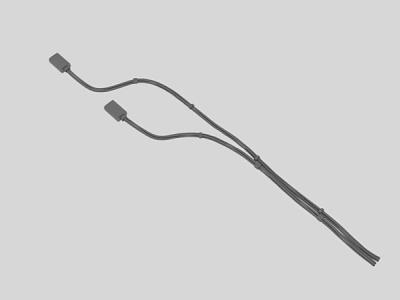Black Cable with Square Connectors and Curved Structure for Electronic Devices 3d model