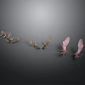 Decorative Antlers In Three Different Colors Light Brown Dark Brown Pink On Gray Gradient Background