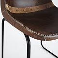 Brown Leather Office Chair With Metal Frame And Stitched Details