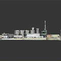 Scale Model of Industrial Facility Featuring Silos Buildings Equipment and Vehicles