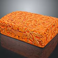 Orange Intricately Carved Decorative Ornament Set With Floral And Leaf Patterns