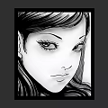 Black And White Style Anime Girl Portrait With Expressive Eyes And Flowing Hair