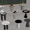 Modern Stylish Side Tables With Various Designs And Unique Shapes 3d model
