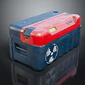 Household Red And Blue Storage Box With Yellow Window And Radiation Symbol Pattern