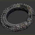 Silver Circular Bracelet With Traditional Beaded Decoration And Metal Craftsmanship