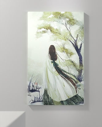 New Chinese figure painting decorative painting 3d model