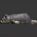 Cute Purple Plush Toy Lying Down With Blue Eyes On Gray Mat