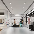 Modern Fashion Store Interior With Mannequins Reception Desk And Display Lighting