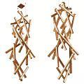 Golden Modern Chandelier With Intertwined Long Strips Interior Design