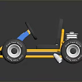 Blue And Yellow Go Kart With Black Seat And Large Tires Design