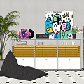 USM Entrance Cabinet Decorative Cabinet Sideboard Lazy Sofa Bookshelf System Cabinet Metal 3d model