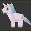 3D Pixelated Pink Unicorn Doll With Block Style Rainbow Mane Tail