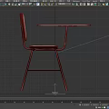 Bar Stool with Wooden Backrest and Seat Metal Frame and Attached Tabletop