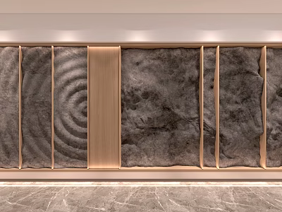 Modern Elegant Background Wall Design With Textured Panels And Wooden Frames 3d model