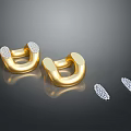 Stylish Golden Earrings Set With Diamond Studded Details And Shiny Metal Finish