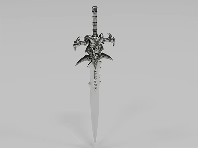 Fantasy Decorative Sword with Ornate Dragon Carved Hilt and Engraved Metallic Blade Featuring Ancient Inscriptions 3d model
