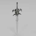 Fantasy Decorative Sword with Ornate Dragon Carved Hilt and Engraved Metallic Blade Featuring Ancient Inscriptions