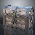 Classic Wooden Chest Furniture with Decorative Metal Straps Lock and Handles
