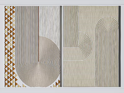 Square Rug With Geometric Patterns Neutral Tones Beige Brown Grey Textured Modern Design 3d model