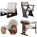 Modern Leisure Chairs With Wooden Frames And Upholstered Seats In Various Designs 3d model