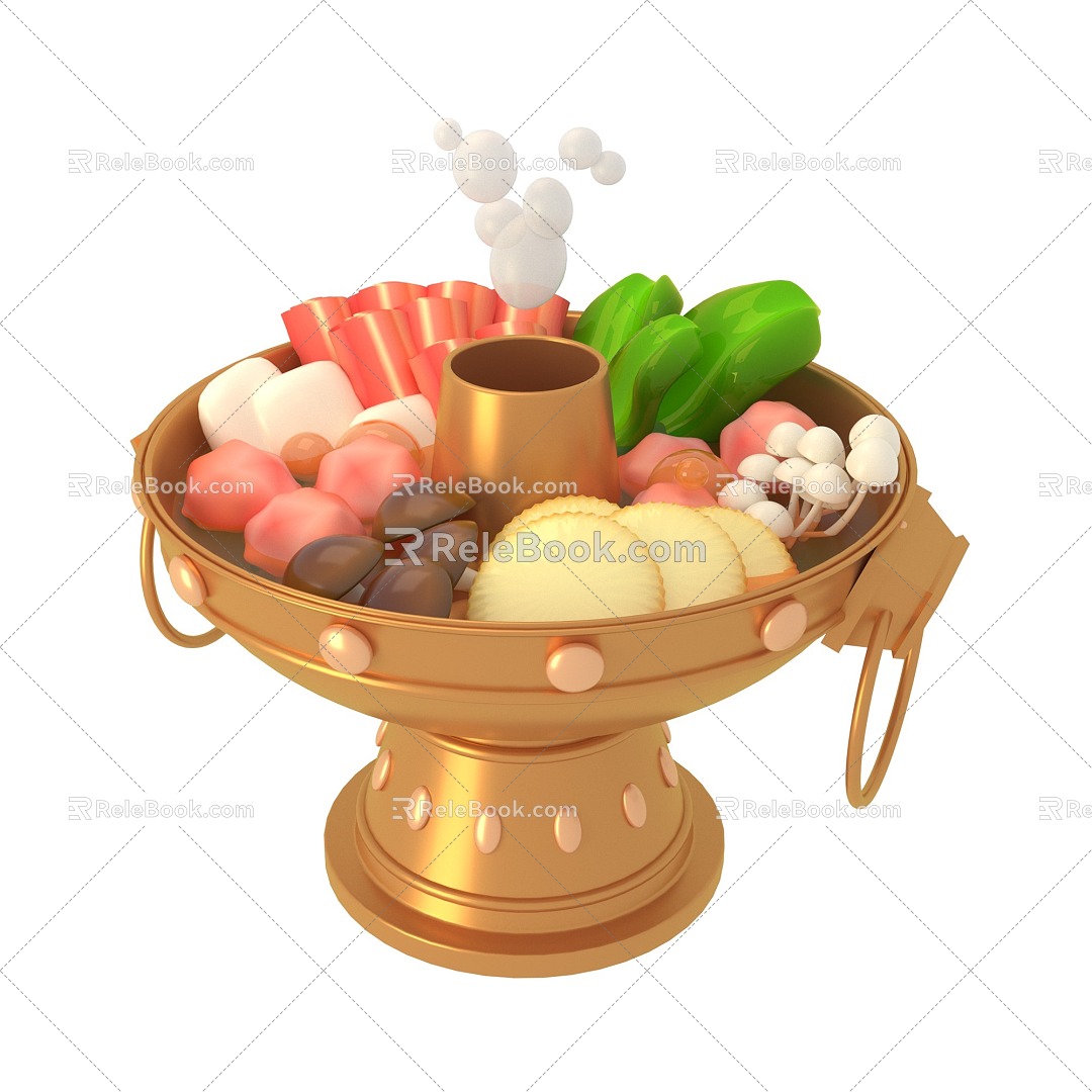 Hot pot Chinese traditional food 3d model