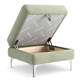 Modern Light Green Velvet Upholstered Ottoman With Metal Legs And Side Strap Design