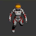 White And Red 3D Astronaut Model With Orange Helmet And Number 03