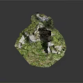 Natural Green And White Rock Formation With Textured Surface And Dark Accents