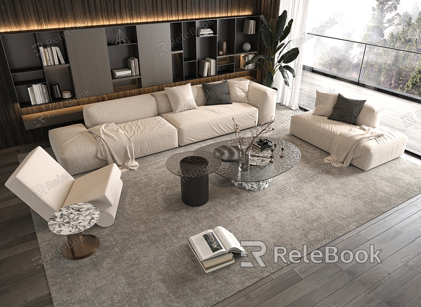 Sofa Coffee Table Combination Sofa Sofa Coffee Table Multi-person Sofa Living Room model